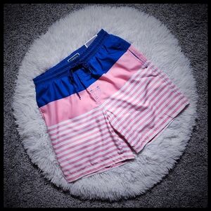 NWT Men's Club Room Pink/White Striped Swim Trunks